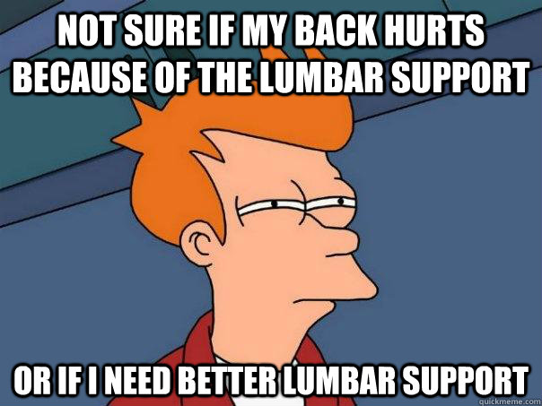 Not sure if my back hurts because of the lumbar support or if I need better lumbar support  Futurama Fry