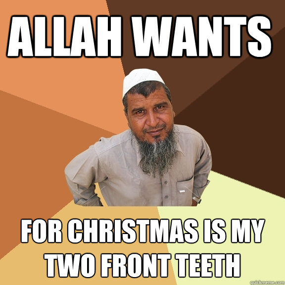 ALLAH WANTS For Christmas is my two front teeth  Ordinary Muslim Man