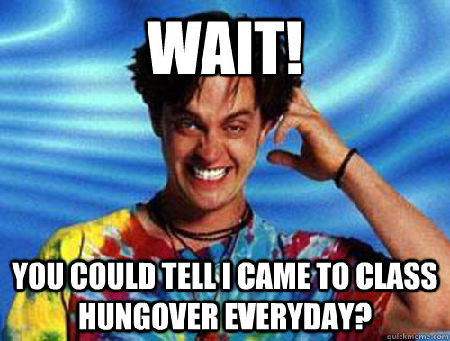 Wait! You could tell I came to class hungover everyday? - Wait! You could tell I came to class hungover everyday?  Introducing Stoner Ent