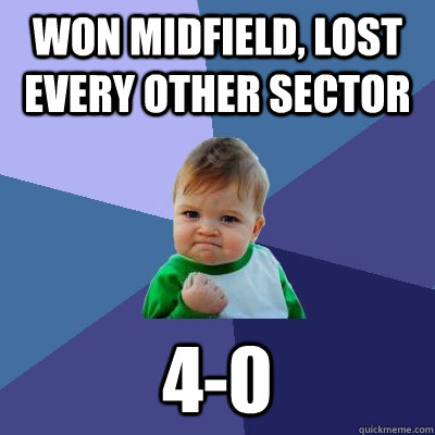 Won midfield, lost every other sector 4-0  Success Kid