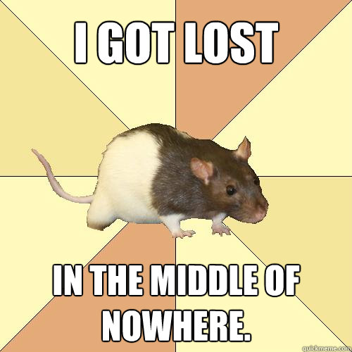 I got lost in the middle of nowhere.  Redundant Rat