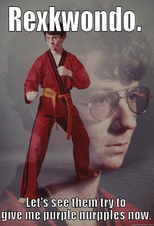 REXKWONDO. LET'S SEE THEM TRY TO GIVE ME PURPLE NURPPLES NOW. Karate Kyle