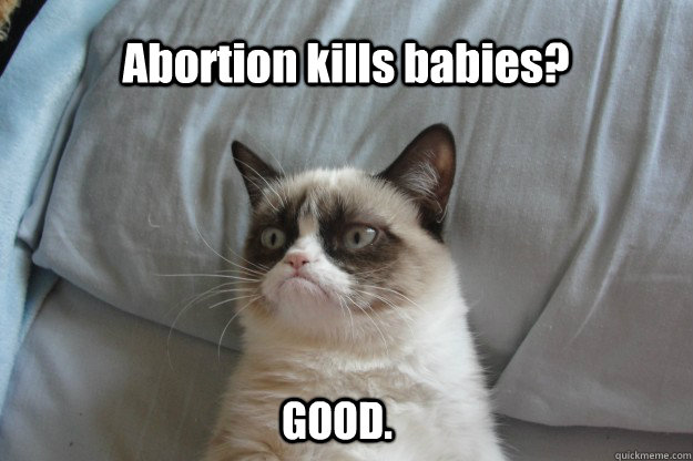 Abortion kills babies? GOOD.  tard grumpy cat