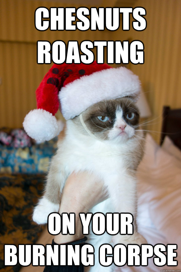 chesnuts roasting on your burning corpse - chesnuts roasting on your burning corpse  GRUMPY CAT NEW YEAR