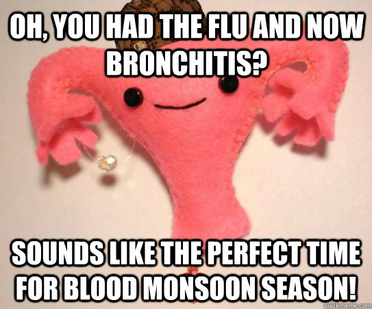 Oh, you had the flu and now bronchitis? Sounds like the perfect time for blood monsoon season!  