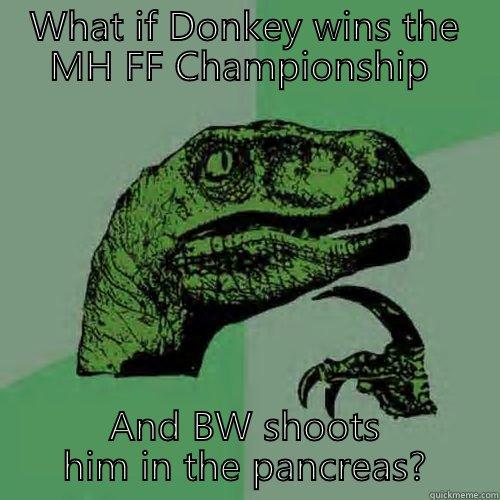 WHAT IF DONKEY WINS THE MH FF CHAMPIONSHIP  AND BW SHOOTS HIM IN THE PANCREAS? Philosoraptor