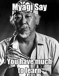 Myagi Say You have much
to learn - Myagi Say You have much
to learn  Mr Miyagi