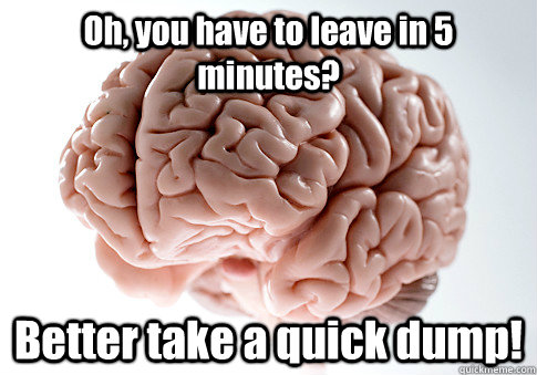 Oh, you have to leave in 5 minutes? Better take a quick dump!   Scumbag Brain