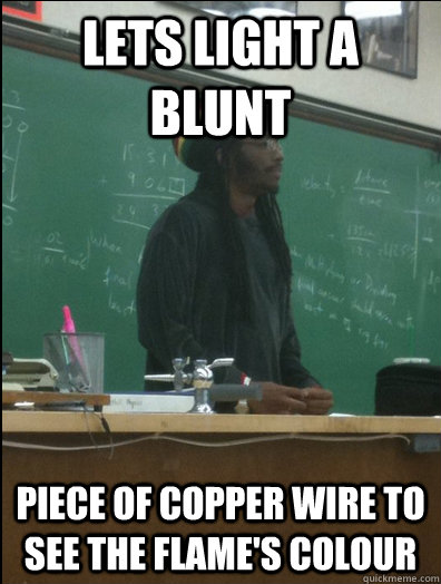 Lets light a blunt piece of copper wire to see the flame's ...
