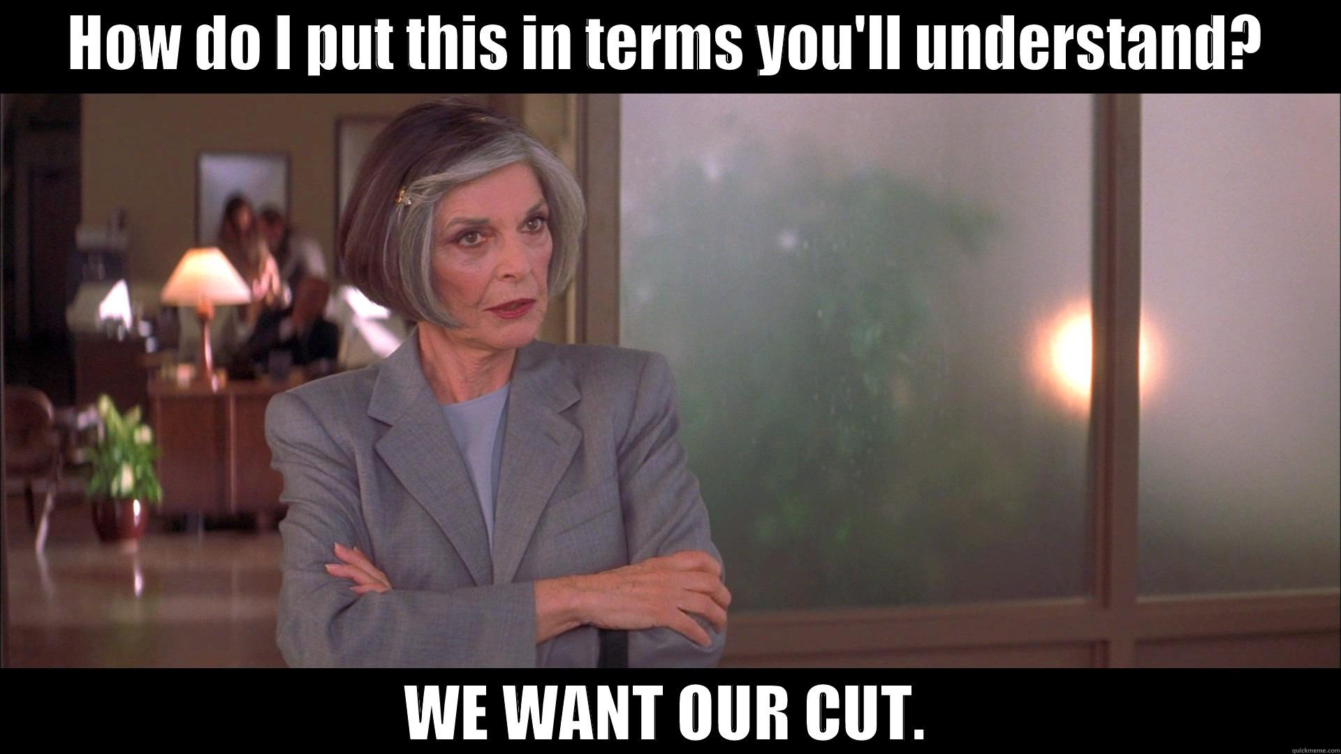 PAY UP OR ELSE! - HOW DO I PUT THIS IN TERMS YOU'LL UNDERSTAND? WE WANT OUR CUT. Misc