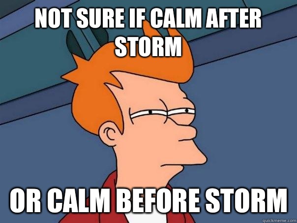 Not sure if calm after storm Or calm before storm  Futurama Fry