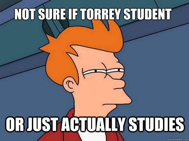 not sure if torrey student or just actually studies  Futurama Fry