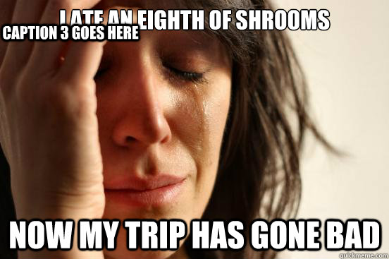I ate an eighth of shrooms Now my trip has gone bad Caption 3 goes here  First World Problems