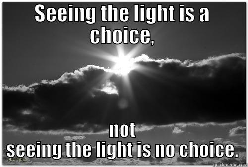 SEEING THE LIGHT IS A CHOICE, NOT SEEING THE LIGHT IS NO CHOICE. Misc