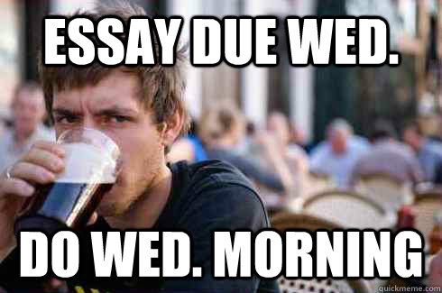 Essay Due Wed. Do Wed. morning  Lazy College Senior