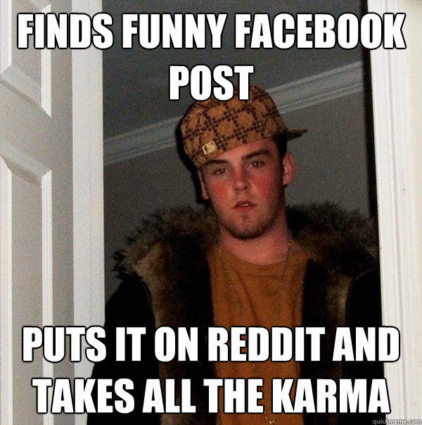 finds funny facebook post puts it on reddit and takes all the karma  Scumbag Steve