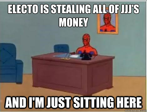 Electo is stealing all of JJJ’s money and i'm just sitting here   Spiderman Desk