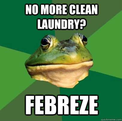 no more clean laundry? febreze  Foul Bachelor Frog