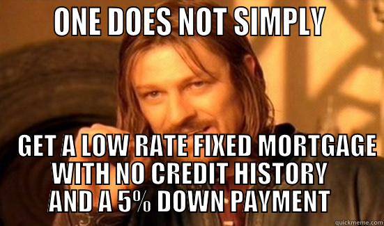       ONE DOES NOT SIMPLY                                                                                                      GET A LOW RATE FIXED MORTGAGE WITH NO CREDIT HISTORY AND A 5% DOWN PAYMENT Boromir