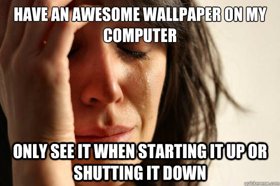Have an awesome wallpaper on my computer Only see it when starting it up or shutting it down  First World Problems