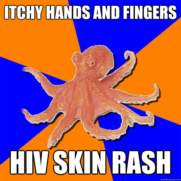 Itchy hands and fingers HIV skin rash  