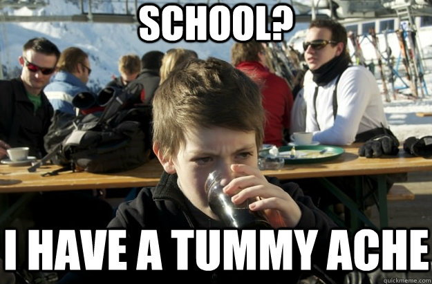 school? I have a tummy ache  Lazy Primary School Student