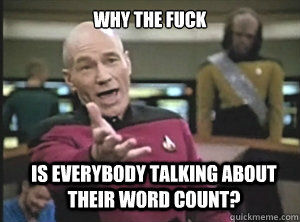 why the fuck is everybody talking about their word count?  Annoyed Picard