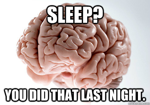 Sleep? You did that last night.  Scumbag Brain