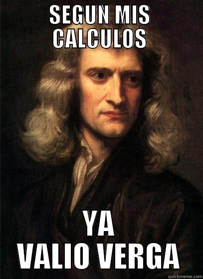 SEGUN MIS CALCULOS YA VALIO VERGA Sir Isaac Newton