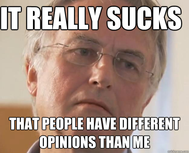 it really sucks that people have different opinions than me  