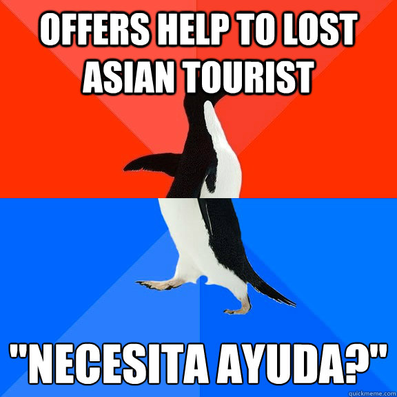 Offers help to lost asian tourist 