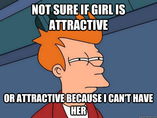 not sure if girl is attractive or attractive because I can't have her  Futurama Fry
