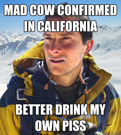 mad cow confirmed in california better drink my own piss   BEAR GRILLS