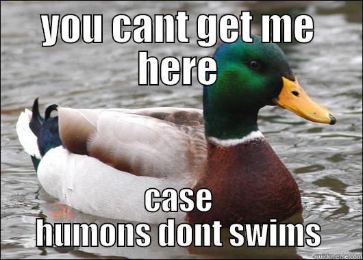 YOU CANT GET ME HERE CASE HUMONS DONT SWIMS Actual Advice Mallard