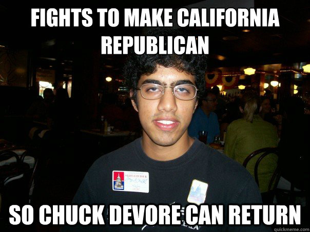 Fights to make California Republican So Chuck Devore can return    