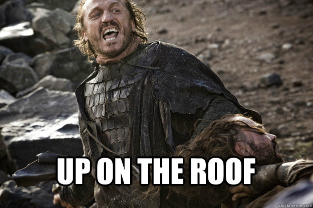 up on the roof  