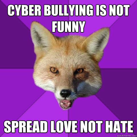 Cyber Bullying is not funny spread love not hate  Forensics Fox