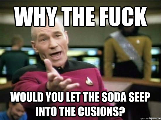 Why the fuck Would you let the soda seep into the cusions? - Why the fuck Would you let the soda seep into the cusions?  Misc