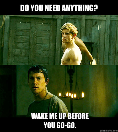 do you need anything? Wake me up before you go-go.  Bad bromance