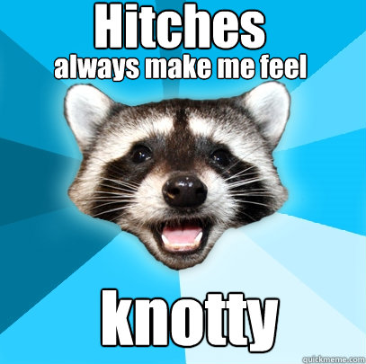 Hitches   knotty always make me feel  Lame Pun Coon