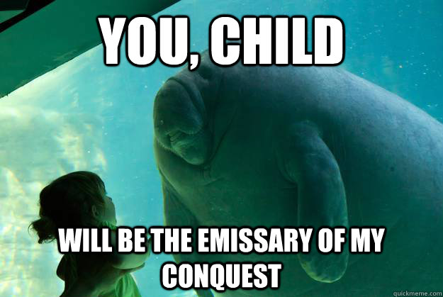 You, child Will be the emissary of my conquest  Overlord Manatee