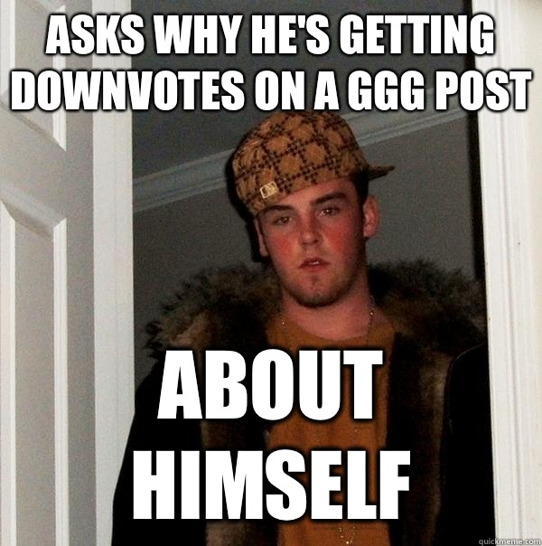 Asks Why he's getting downvotes on a ggg post About himself  Scumbag Steve