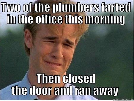 TWO OF THE PLUMBERS FARTED IN THE OFFICE THIS MORNING THEN CLOSED THE DOOR AND RAN AWAY  1990s Problems