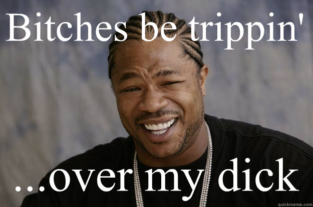 Bitches be trippin' ...over my dick  Xzibit meme