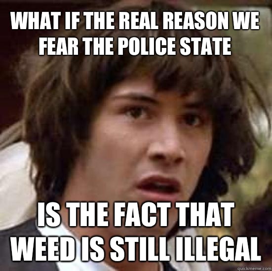 What if the real reason we fear the police state Is the fact that weed is still illegal  conspiracy keanu