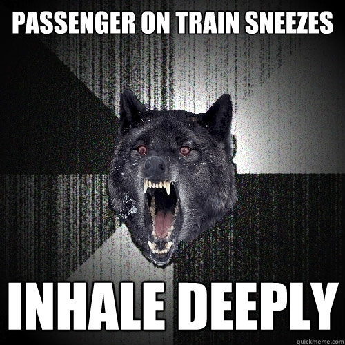 Passenger on train sneezes Inhale deeply  Insanity Wolf