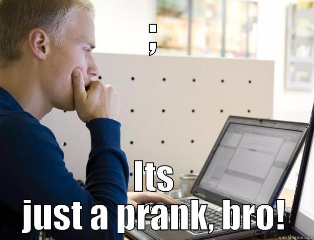 Just place it somewhere.... - ; ITS JUST A PRANK, BRO! Programmer