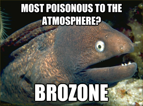 Most poisonous to the atmosphere? brozone  Bad Joke Eel