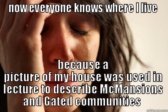 NOW EVERYONE KNOWS WHERE I LIVE BECAUSE A PICTURE OF MY HOUSE WAS USED IN LECTURE TO DESCRIBE MCMANSIONS AND GATED COMMUNITIES  First World Problems