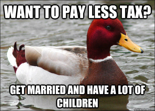 Want to pay less tax? Get married and have a lot of children  Malicious Advice Mallard